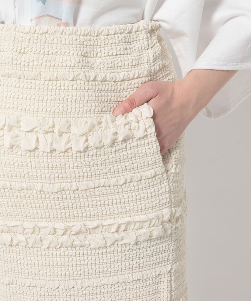 LEPSIM（レプシィム）の「【産前・産後対応】マタニティ／ジャガードナロースカート2　670078（マタニティウェア/グッズ・レディース・ブラック/ナチュラル・FREE）」の7枚目の写真