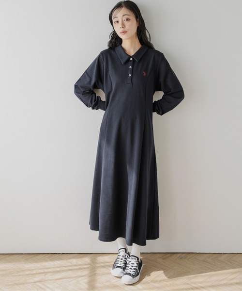 La-gemme（ラジェム）の「U.S. POLO ASSN. ワンポイント刺繍ワンピース（ワンピース・レディース・ダークグレー/ブラック/ライトグレー/ネイビー・フリー）」の4枚目の写真