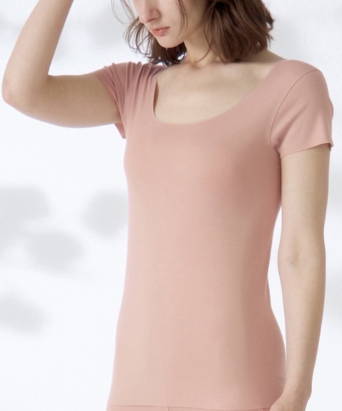 GUNZE(グンゼ)の「KIREILABO/キレイラボ 縫い目がなくてチクチクしにくい 2分袖インナー オーガニックコットン(インナーウェア/肌着・レディース・杢グレー/ブラック/ピンク系その他/ホワイト系その他・MEDIUM/LARGE/X-LARGE)」の5枚目の写真