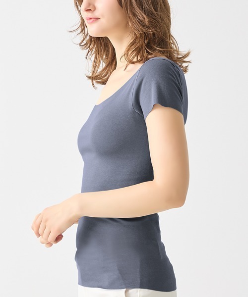 GUNZE(グンゼ)の「KIREILABO/キレイラボ 縫い目がなくてチクチクしにくい 2分袖インナー オーガニックコットン(インナーウェア/肌着・レディース・杢グレー/ブラック/ピンク系その他/ホワイト系その他・MEDIUM/LARGE/X-LARGE)」の9枚目の写真