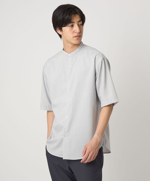 A DAY IN THE LIFE UNITED ARROWS(アデイインザライフユナイテッドアローズ)の「メランジ リラックス バンドカラーシャツ<A DAY IN THE LIFE>(シャツ/ブラウス・メンズ・ネイビー/ライトグレー・M/L/S)」の2枚目の写真