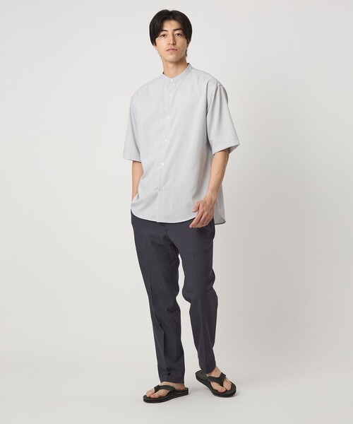 A DAY IN THE LIFE UNITED ARROWS(アデイインザライフユナイテッドアローズ)の「メランジ リラックス バンドカラーシャツ<A DAY IN THE LIFE>(シャツ/ブラウス・メンズ・ネイビー/ライトグレー・M/L/S)」の5枚目の写真