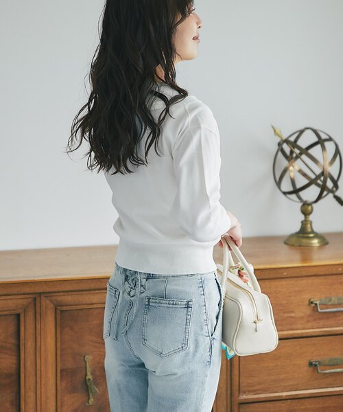 La boutique BonBon(ラブティックボンボン)の「【接触冷感】クールタッチUV重ね着カーディガン風ニット(ニット/セーター・レディース・チャコールグレー/ホワイト/ピンク・FREE)」の6枚目の写真