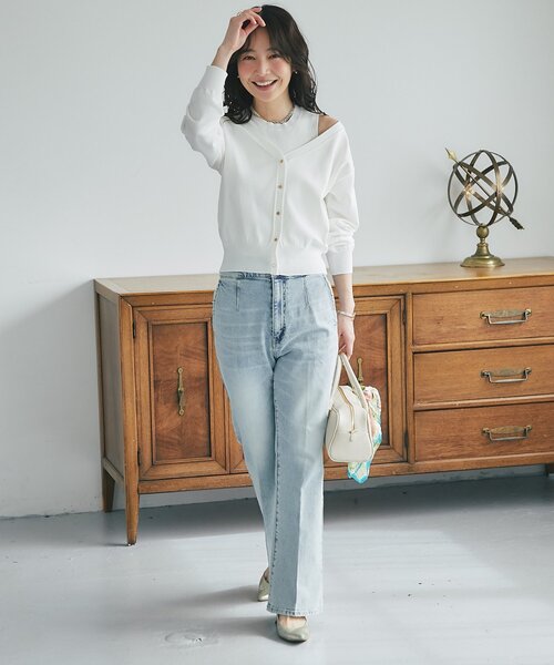 La boutique BonBon(ラブティックボンボン)の「【接触冷感】クールタッチUV重ね着カーディガン風ニット(ニット/セーター・レディース・チャコールグレー/ホワイト/ピンク・FREE)」の7枚目の写真