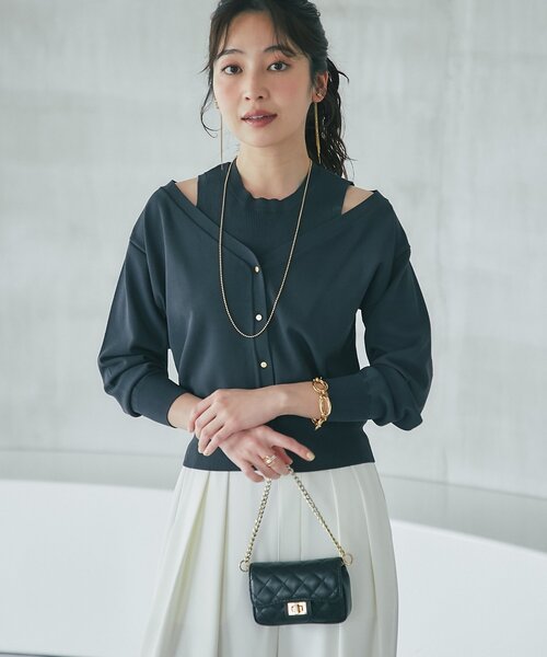 La boutique BonBon(ラブティックボンボン)の「【接触冷感】クールタッチUV重ね着カーディガン風ニット(ニット/セーター・レディース・チャコールグレー/ホワイト/ピンク・FREE)」の13枚目の写真