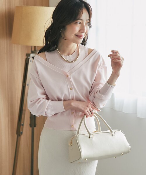 La boutique BonBon(ラブティックボンボン)の「【接触冷感】クールタッチUV重ね着カーディガン風ニット(ニット/セーター・レディース・チャコールグレー/ホワイト/ピンク・FREE)」の21枚目の写真