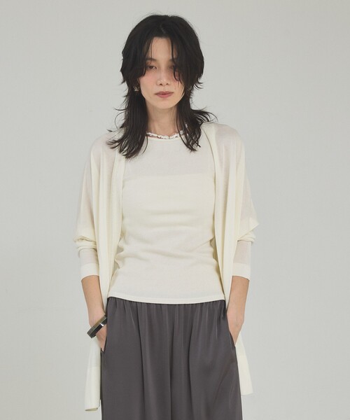 qualite（カリテ）の「【接触冷感】シアーオーバーカーディガン　春服　夏服　オフィスカジュアル　羽織り（シャツ/ブラウス・レディース・ブラック/カーキ/オフホワイト・フリー）」の17枚目の写真