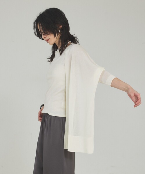 qualite（カリテ）の「【接触冷感】シアーオーバーカーディガン　春服　夏服　オフィスカジュアル　羽織り（シャツ/ブラウス・レディース・ブラック/カーキ/オフホワイト・フリー）」の18枚目の写真