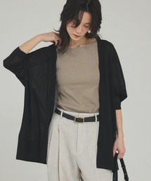 qualite | 【接触冷感】シアーオーバーカーディガン/春服/夏服/オフィスカジュアル/羽織り(シャツ/ブラウス)