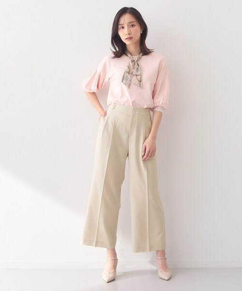 index(インデックス)の「ストレッチ2タックワイドパンツ/セットアップ対応可【洗濯機OK/接触冷感/吸水速乾/防シワ】(その他パンツ・レディース・ネイビー/オレンジ系4/ナチュラル/グレー・40/38/36/42)」の17枚目の写真