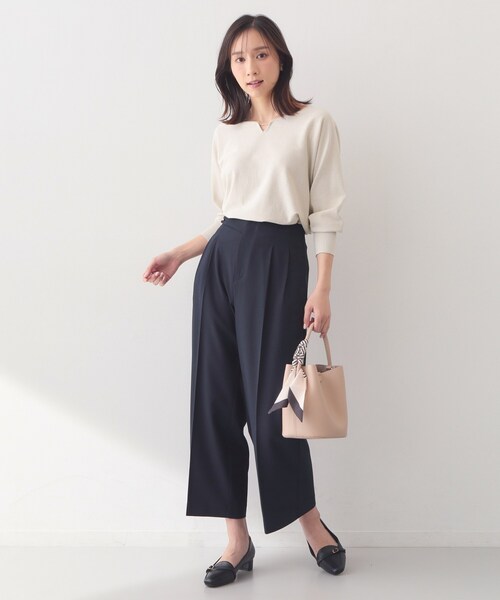 index(インデックス)の「ストレッチ2タックワイドパンツ/セットアップ対応可【洗濯機OK/接触冷感/吸水速乾/防シワ】(その他パンツ・レディース・ネイビー/オレンジ系4/ナチュラル/グレー・40/38/36/42)」の21枚目の写真