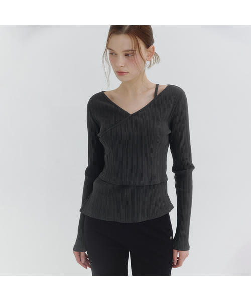 MICANE(ミケーネ)の「アルビンVラップT(Tシャツ/カットソー・レディース・ライトグリーン/クリーム/チャコール・X-LARGE/SMALL/MEDIUM/LARGE)」の2枚目の写真