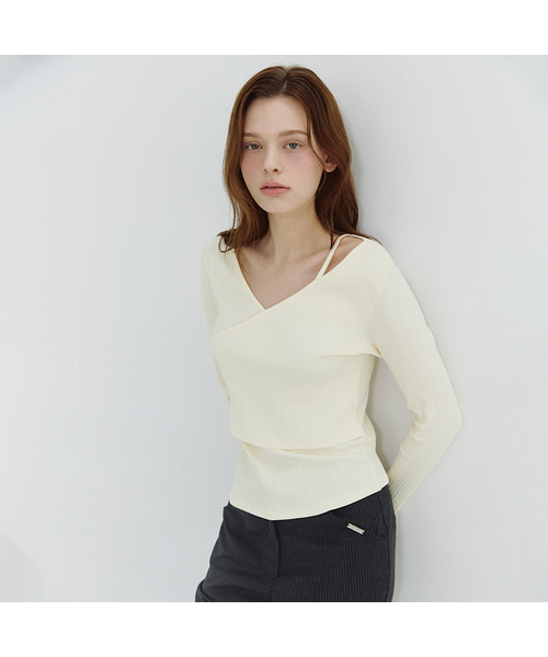 MICANE(ミケーネ)の「アルビンVラップT(Tシャツ/カットソー・レディース・ライトグリーン/クリーム/チャコール・X-LARGE/SMALL/MEDIUM/LARGE)」の1枚目の写真