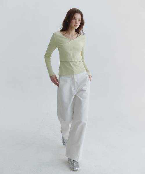 MICANE(ミケーネ)の「アルビンVラップT(Tシャツ/カットソー・レディース・ライトグリーン/クリーム/チャコール・X-LARGE/SMALL/MEDIUM/LARGE)」の5枚目の写真