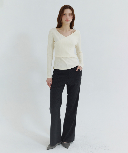 MICANE(ミケーネ)の「アルビンVラップT(Tシャツ/カットソー・レディース・ライトグリーン/クリーム/チャコール・X-LARGE/SMALL/MEDIUM/LARGE)」の9枚目の写真