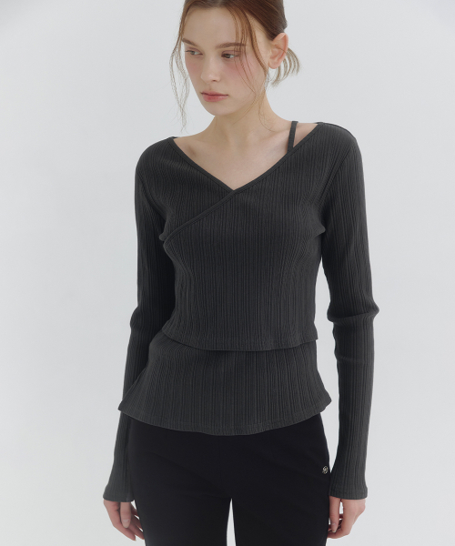 MICANE(ミケーネ)の「アルビンVラップT(Tシャツ/カットソー・レディース・ライトグリーン/クリーム/チャコール・X-LARGE/SMALL/MEDIUM/LARGE)」の11枚目の写真