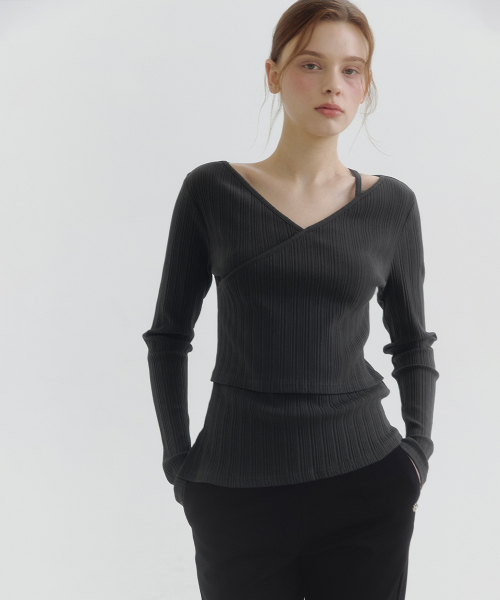 MICANE(ミケーネ)の「アルビンVラップT(Tシャツ/カットソー・レディース・ライトグリーン/クリーム/チャコール・X-LARGE/SMALL/MEDIUM/LARGE)」の12枚目の写真