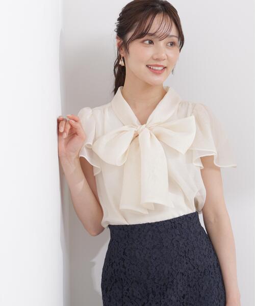 PROPORTION BODY DRESSING（プロポーションボディドレッシング）の「チューリップ袖リボンブラウス / 1216110411（シャツ/ブラウス・レディース・ブルー/オフホワイト・MEDIUM/SMALL）」の2枚目の写真