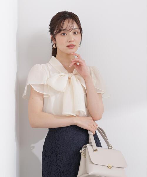 PROPORTION BODY DRESSING（プロポーションボディドレッシング）の「チューリップ袖リボンブラウス / 1216110411（シャツ/ブラウス・レディース・ブルー/オフホワイト・MEDIUM/SMALL）」の5枚目の写真