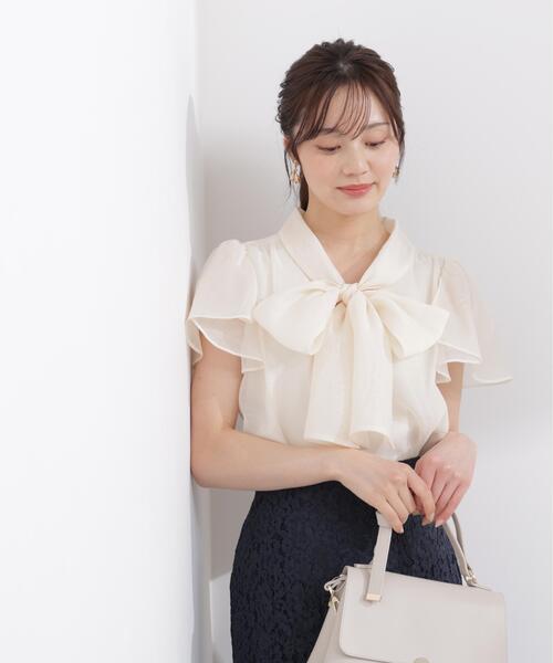 PROPORTION BODY DRESSING（プロポーションボディドレッシング）の「チューリップ袖リボンブラウス / 1216110411（シャツ/ブラウス・レディース・ブルー/オフホワイト・MEDIUM/SMALL）」の6枚目の写真