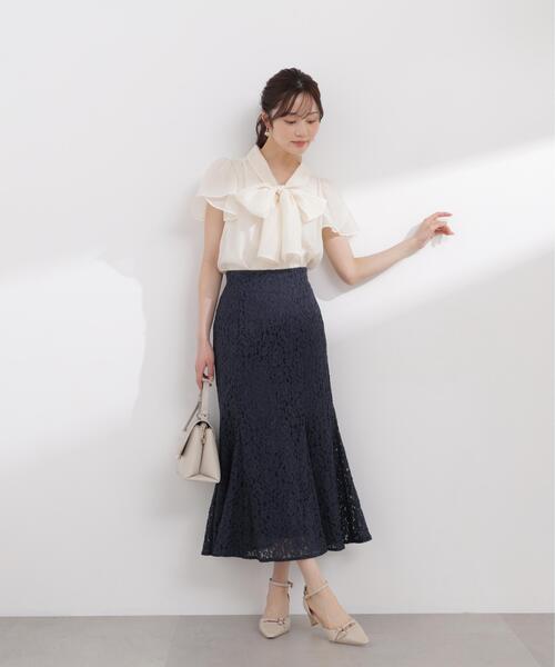 PROPORTION BODY DRESSING（プロポーションボディドレッシング）の「チューリップ袖リボンブラウス / 1216110411（シャツ/ブラウス・レディース・ブルー/オフホワイト・MEDIUM/SMALL）」の7枚目の写真
