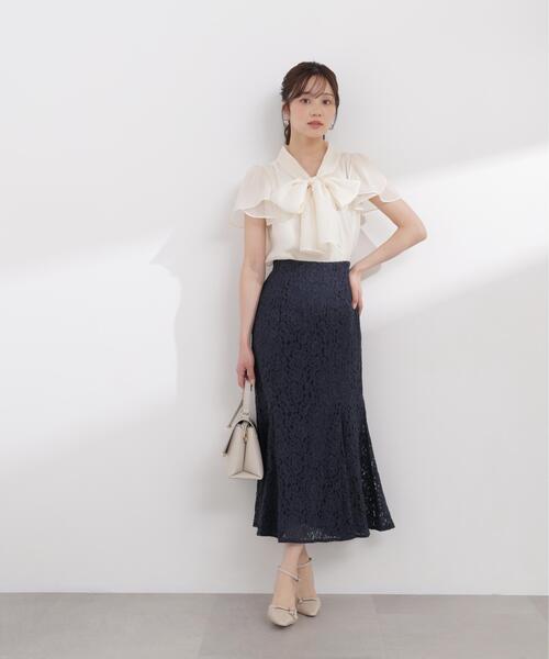 PROPORTION BODY DRESSING（プロポーションボディドレッシング）の「チューリップ袖リボンブラウス / 1216110411（シャツ/ブラウス・レディース・ブルー/オフホワイト・MEDIUM/SMALL）」の8枚目の写真