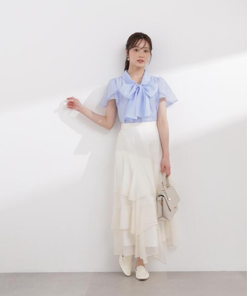 PROPORTION BODY DRESSING（プロポーションボディドレッシング）の「チューリップ袖リボンブラウス / 1216110411（シャツ/ブラウス・レディース・ブルー/オフホワイト・MEDIUM/SMALL）」の16枚目の写真