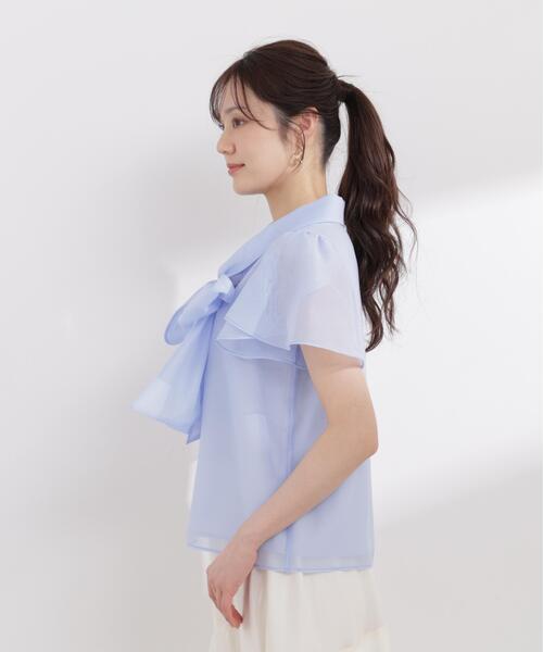PROPORTION BODY DRESSING（プロポーションボディドレッシング）の「チューリップ袖リボンブラウス / 1216110411（シャツ/ブラウス・レディース・ブルー/オフホワイト・MEDIUM/SMALL）」の18枚目の写真