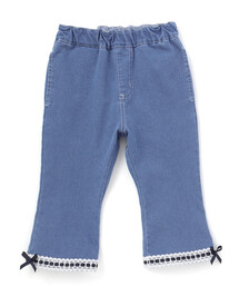 SLAP SLIP（スラップスリップ）の「裾レースウエストフリル7分丈デニムニットパンツ(80~130cm)（その他パンツ）」