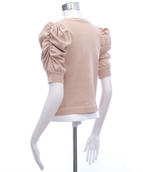 CLEAR BASIC（クリアベーシック）の「パワショル半袖ニットカーディガン[骨格ウェーブ オフィスカジュアル フェミニン 上品]（カーディガン/ボレロ・レディース・アイボリー/ブルーグレー/ピンクベージュ・F）」の9枚目の写真