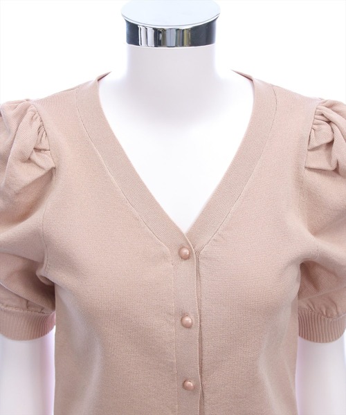 CLEAR BASIC（クリアベーシック）の「パワショル半袖ニットカーディガン[骨格ウェーブ オフィスカジュアル フェミニン 上品]（カーディガン/ボレロ・レディース・アイボリー/ブルーグレー/ピンクベージュ・F）」の12枚目の写真