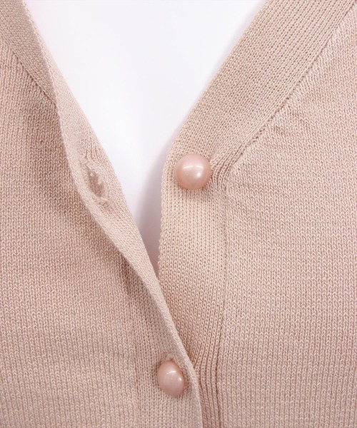 CLEAR BASIC（クリアベーシック）の「パワショル半袖ニットカーディガン[骨格ウェーブ オフィスカジュアル フェミニン 上品]（カーディガン/ボレロ・レディース・アイボリー/ブルーグレー/ピンクベージュ・F）」の13枚目の写真