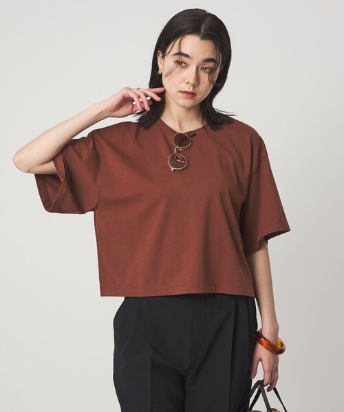 green label relaxing(グリーンレーベルリラクシング)の「<スタイリスト兵藤千尋さんコラボ>クロップド ワイド Tシャツ UVカット(Tシャツ/カットソー・レディース・ダークグレー/オリーブ/オレンジ系その他/オフホワイト・SHORT/FREE)」の14枚目の写真