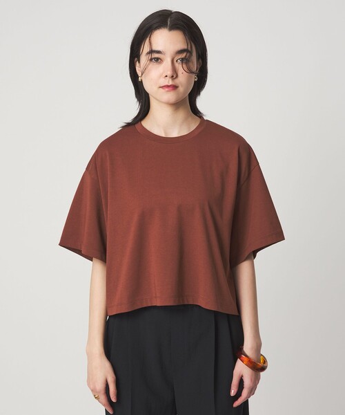 green label relaxing(グリーンレーベルリラクシング)の「<スタイリスト兵藤千尋さんコラボ>クロップド ワイド Tシャツ UVカット(Tシャツ/カットソー・レディース・ダークグレー/オリーブ/オレンジ系その他/オフホワイト・SHORT/FREE)」の18枚目の写真
