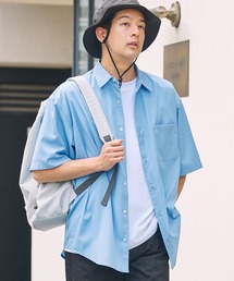 TICCA ティッカ リネンシャツ スクエアビッグ半袖シャツ ブルー ゆったり TICCA/ティッカ リネンスクエアビッグシャツ UNI（シャツ/ブラウス