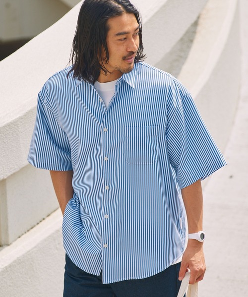 THE CRAFT CREW PRODUCTS(ザクラフトクループロダクツ)の「<接触冷感・イージーケア>マルチファンクショナル ビッグシルエット アソート レギュラーカラー 半袖シャツ【THE CRAFT CREW PRODUCTS】(シャツ/ブラウス・メンズ・オフホワイト/サックスブルー/ブルー系/ブラック系/ベージュ系/ダークグレー/ネイビー系/グレー系/ブラック系2・S/L/M)」の15枚目の写真