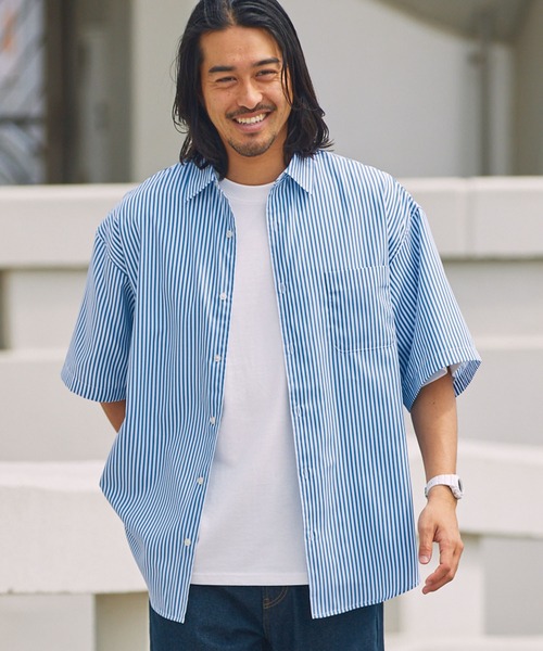 THE CRAFT CREW PRODUCTS(ザクラフトクループロダクツ)の「<接触冷感・イージーケア>マルチファンクショナル ビッグシルエット アソート レギュラーカラー 半袖シャツ【THE CRAFT CREW PRODUCTS】(シャツ/ブラウス・メンズ・オフホワイト/サックスブルー/ブルー系/ブラック系/ベージュ系/ダークグレー/ネイビー系/グレー系/ブラック系2・S/L/M)」の21枚目の写真