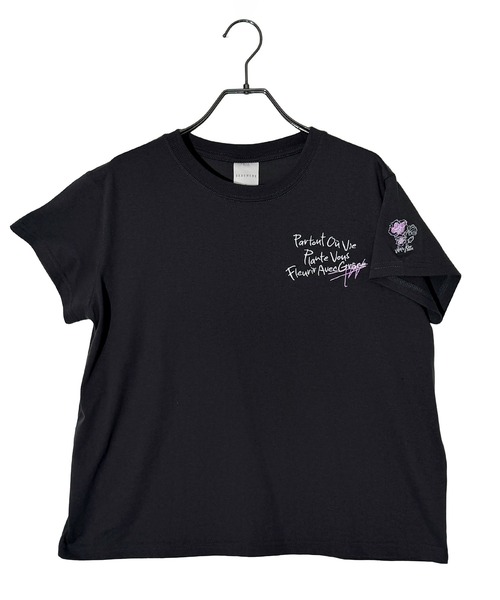 Candlestick（キャンドルスティック）の「手書き風 ロゴ刺繍 コンパクトTシャツ（Tシャツ/カットソー・レディース・スミクロ/ホワイト/ブラック・FREE）」の10枚目の写真