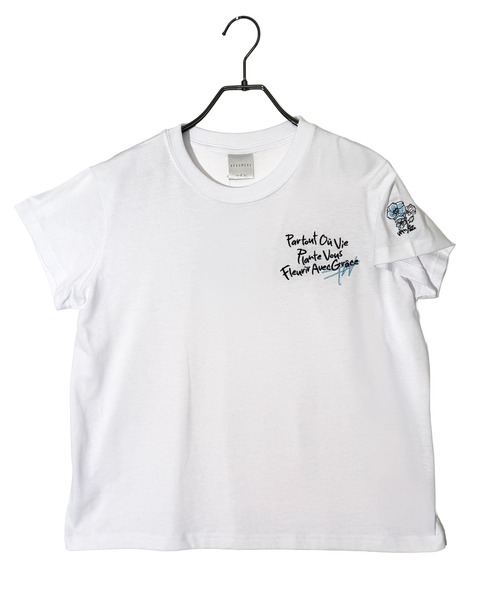 Candlestick（キャンドルスティック）の「手書き風 ロゴ刺繍 コンパクトTシャツ（Tシャツ/カットソー・レディース・スミクロ/ホワイト/ブラック・FREE）」の9枚目の写真