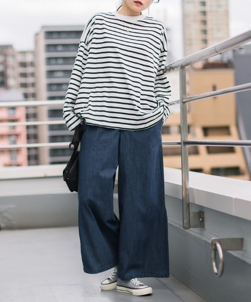 RCD（アールシーディー）の「ワイドパンツ デニム（デニムパンツ・レディース・ネイビー/ブルー・L/M/LL）」の9枚目の写真
