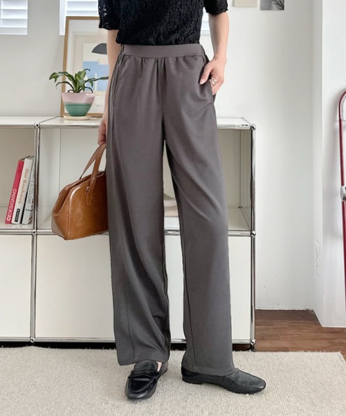 umune(ウムネ)の「カーブパンツ ワイドパンツ イージーパンツ ウエストゴム 落ち感 ルーズ シルエット 体型カバー カジュアル ボトムス 秋 冬(その他パンツ・レディース・ブラウン/グレー/アイボリー・S/M)」の10枚目の写真