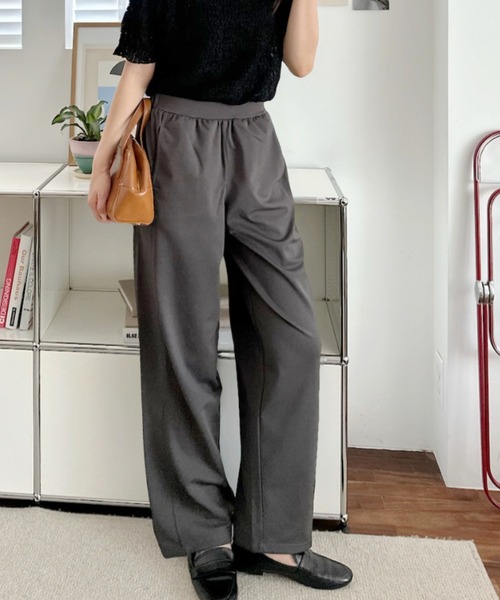 umune(ウムネ)の「カーブパンツ ワイドパンツ イージーパンツ ウエストゴム 落ち感 ルーズ シルエット 体型カバー カジュアル ボトムス 秋 冬(その他パンツ・レディース・ブラウン/グレー/アイボリー・S/M)」の15枚目の写真