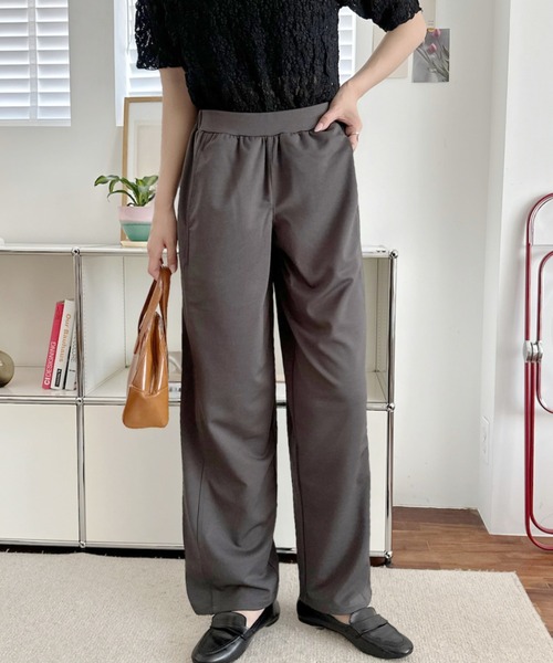 umune(ウムネ)の「カーブパンツ ワイドパンツ イージーパンツ ウエストゴム 落ち感 ルーズ シルエット 体型カバー カジュアル ボトムス 秋 冬(その他パンツ・レディース・ブラウン/グレー/アイボリー・S/M)」の13枚目の写真