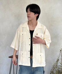 花刺繍キューバシャツ