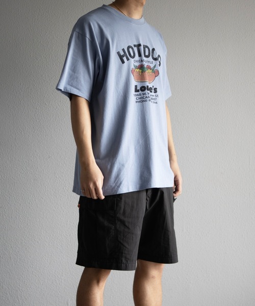 UNIVERSAL OVERALL(ユニバーサルオーバーオール)の「UNIVERSAL OVERALL / HotDog S/S TEE / ホットドッグプリント半袖Tシャツ(Tシャツ/カットソー・メンズ・オートミール/ミント/グレイッシュブルー/ネイビー/ホワイト・S/M/XL/L)」の16枚目の写真