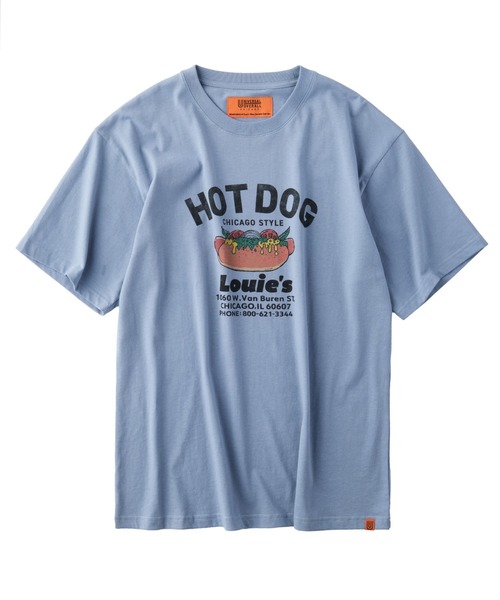 UNIVERSAL OVERALL(ユニバーサルオーバーオール)の「UNIVERSAL OVERALL / HotDog S/S TEE / ホットドッグプリント半袖Tシャツ(Tシャツ/カットソー・メンズ・オートミール/ミント/グレイッシュブルー/ネイビー/ホワイト・S/M/XL/L)」の22枚目の写真