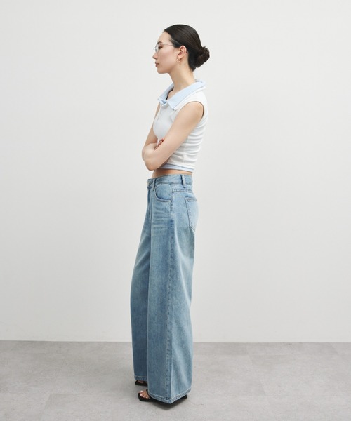 ELTONE（エルトーン）の「ワイドストレートデニムパンツ（デニムパンツ・レディース・ブルー/ブラック・SMALL/MEDIUM）」の7枚目の写真
