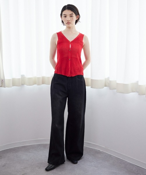 ELTONE（エルトーン）の「ワイドストレートデニムパンツ（デニムパンツ・レディース・ブルー/ブラック・SMALL/MEDIUM）」の10枚目の写真