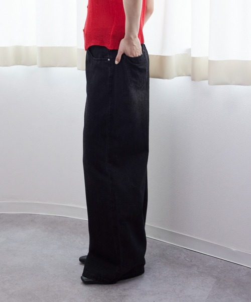 ELTONE（エルトーン）の「ワイドストレートデニムパンツ（デニムパンツ・レディース・ブルー/ブラック・SMALL/MEDIUM）」の8枚目の写真