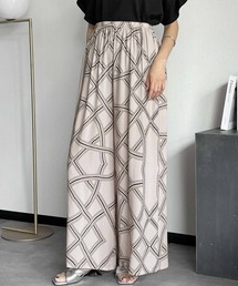 総柄プリントウエストゴムワイドパンツ